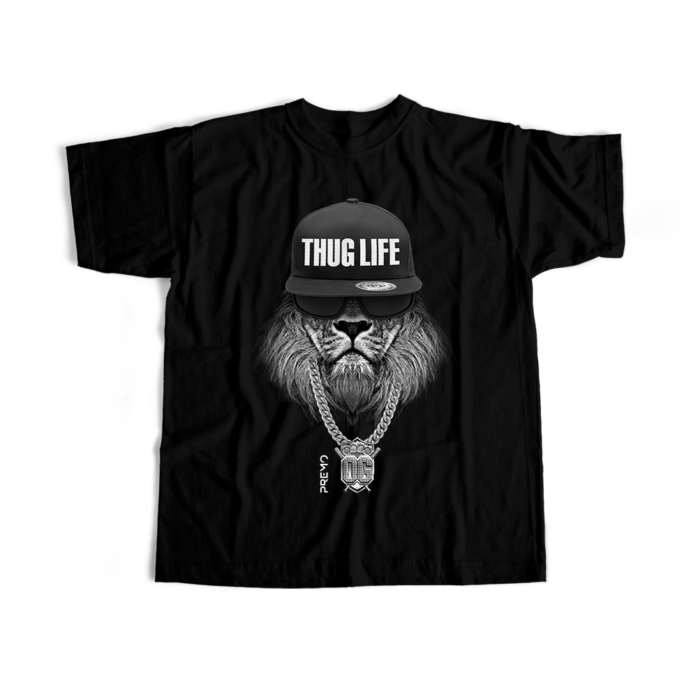THUG_LION_BW_black_tee_front_01
